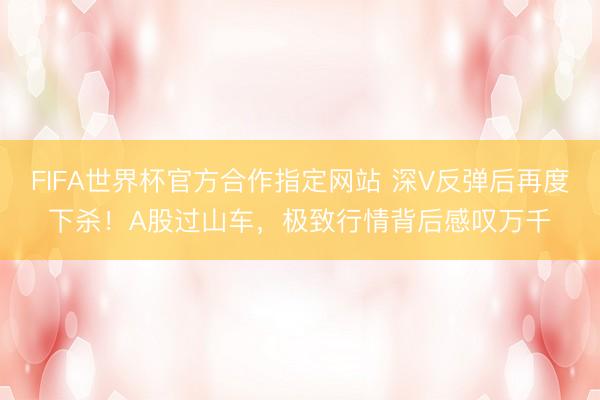 FIFA世界杯官方合作指定网站 深V反弹后再度下杀!A股过山车,极致行情背后感叹万千