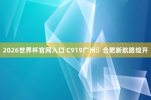 2026世界杯官网入口 C919广州⇌合肥新航路绽开