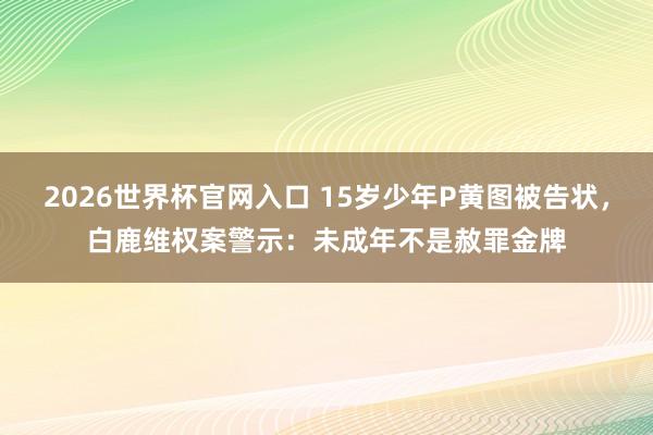 2026世界杯官网入口 15岁少年P黄图被告状，白鹿维权案警示：未成年不是赦罪金牌
